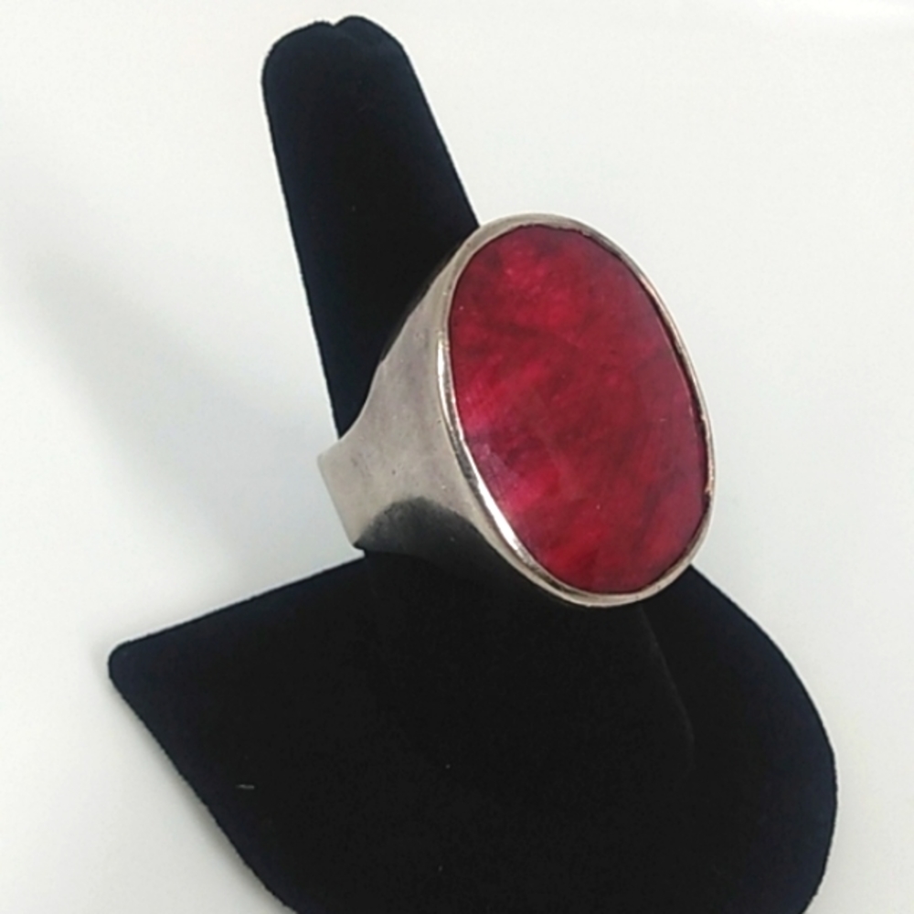Large Oversized Vintage Raw Ruby Ring. Natural St… - image 1